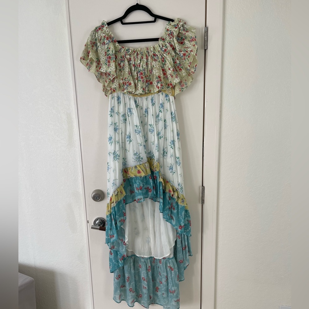 Loveshackfancy off the shoulder high low dress